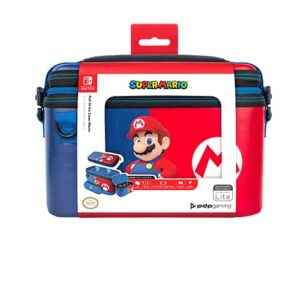 PDP Gaming Officially Licensed Switch Pull-N-Go Travel Case - Mario - Semi-Hardshell Protection - Protective PU Leather - Holds 14 Games & Controller - Works with Switch OLED & Lite - Perfect for Kids