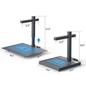 CZUR Shine 800A3 Surface Pro Professional Document Scanner, 8MP Document Camera + Working Surface, A3 Book Scanner for Computer/Laptop, 180+ Languages OCR, Fast Scan 1s/Page, for PC/Mac