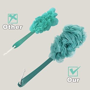 2Pack Back Scrubber for Shower, Evmliy Loofah Sponge Brush Exfoliating Body, Long Handle Scrub Brush for Shower with Loofah on a Stick for Back Use, Bathing Accessories Body Brushes (2Pack)