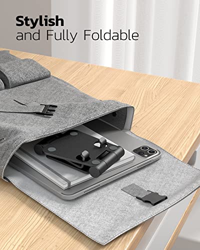 Nulaxy Dual Folding Cell Phone Stand, Fully Adjustable Foldable Desktop Phone Holder Cradle Dock Compatible with Phone 14 13 12 11 Pro Xs Xs Max Xr X 8, Nintendo Switch, Tablets (7-10"), All Phones