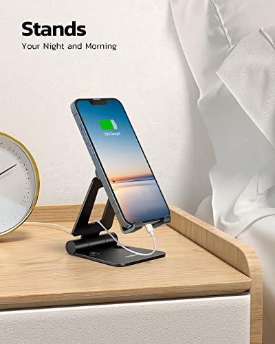 Nulaxy Dual Folding Cell Phone Stand, Fully Adjustable Foldable Desktop Phone Holder Cradle Dock Compatible with Phone 14 13 12 11 Pro Xs Xs Max Xr X 8, Nintendo Switch, Tablets (7-10"), All Phones