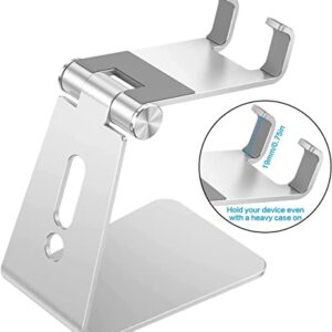 OMOTON Adjustable Cell Phone Stand, C2 Aluminum Desktop Phone Dock Holder Compatible with iPhone 11 Pro, SE, XR, 8 Plus 7 6, Samsung Galaxy, Google Pixel and More, Silver