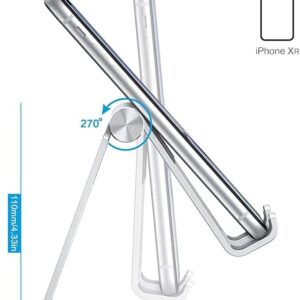 OMOTON Adjustable Cell Phone Stand, C2 Aluminum Desktop Phone Dock Holder Compatible with iPhone 11 Pro, SE, XR, 8 Plus 7 6, Samsung Galaxy, Google Pixel and More, Silver