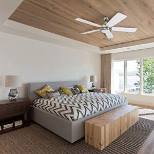 Honeywell Ceiling Fans Ventnor 52-in Indoor Fan - LED Ceiling Fan with Light and Pull Chain - Farmhouse Style Room Fan with Dual Finish Blades - Model 50204 (Brushed Nickel)