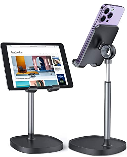 LISEN Cell Phone Stand, Adjustable Phone Stand for Desk, Thick Case Friendly Phone Holder Stand, Taller iPhone Stand Compatible with All Mobile Phone, iPhone 14, iPad, Tablet 4-10'' Desk Accessories