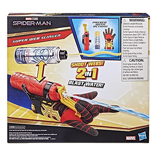 Marvel Spider-Man Super Web Slinger, 2-in-1 Shoots Webs or Water, Spider-Man Web Shooter Toy, Role-Play Toys, Spider-Man Toys for 5 Year Old Boys and Girls and Up