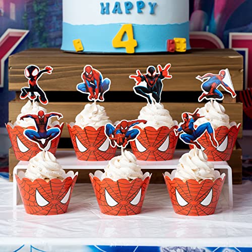 Spider Birthday Decorations,210pcs Birthday Party Supplies Include Happy Birthday Banner,Tableware Set,Tablecover,Cake Toppers,Cupcake Toppers,Foil Balloons,Latex Balloons Set,Bottle Labels,Chocolate Stickers