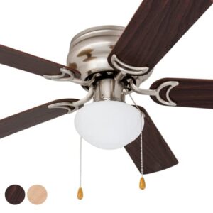 prominence home 80029-01 alvina led globe light hugger/low profile ceiling fan, 42 inches, satin nickel