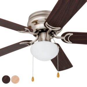 Prominence Home 80029-01 Alvina Led Globe Light Hugger/Low Profile Ceiling Fan, 42 inches, Satin Nickel