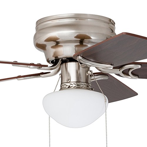 Prominence Home 80029-01 Alvina Led Globe Light Hugger/Low Profile Ceiling Fan, 42 inches, Satin Nickel