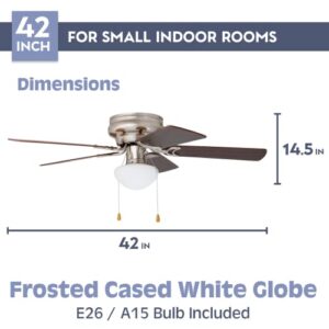 Prominence Home 80029-01 Alvina Led Globe Light Hugger/Low Profile Ceiling Fan, 42 inches, Satin Nickel