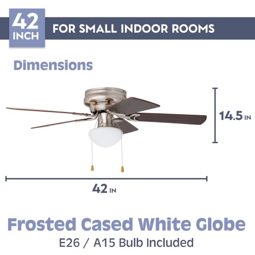 Prominence Home 80029-01 Alvina Led Globe Light Hugger/Low Profile Ceiling Fan, 42 inches, Satin Nickel