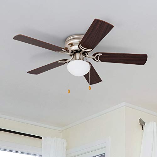 Prominence Home 80029-01 Alvina Led Globe Light Hugger/Low Profile Ceiling Fan, 42 inches, Satin Nickel