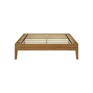 Plank+Beam Solid Wood Platform Bed Frame, Strong Wood Slat Support, No Box Spring Needed, Easy Assembly, Matte Pecan, Full