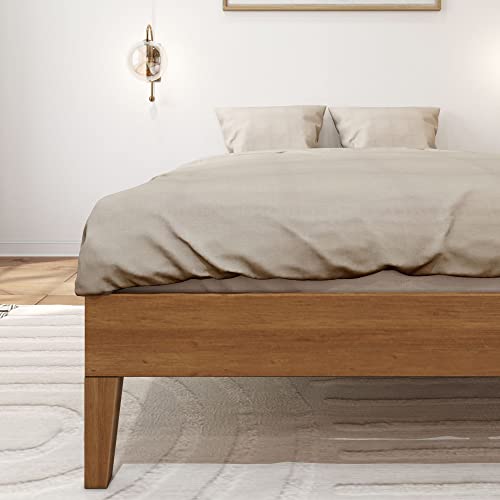 Plank+Beam Solid Wood Platform Bed Frame, Strong Wood Slat Support, No Box Spring Needed, Easy Assembly, Matte Pecan, Full