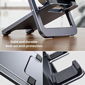 Cell Phone Stand, JSAUX Foldable Aluminum Adjustable Phone Holder for Desk Portable Travel Holder Office Desk Accessories Compatible for iPhone 14 13 12 11 Pro Max X Xr Samsung S22 S21 A53 Switch Grey