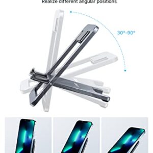 Cell Phone Stand, JSAUX Foldable Aluminum Adjustable Phone Holder for Desk Portable Travel Holder Office Desk Accessories Compatible for iPhone 14 13 12 11 Pro Max X Xr Samsung S22 S21 A53 Switch Grey