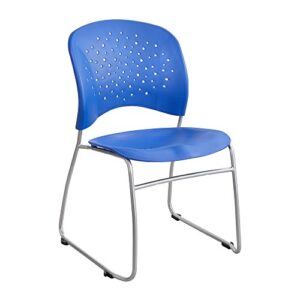 safco products 6804bu reve guest chair sled base with round back, (qty. 2), blue