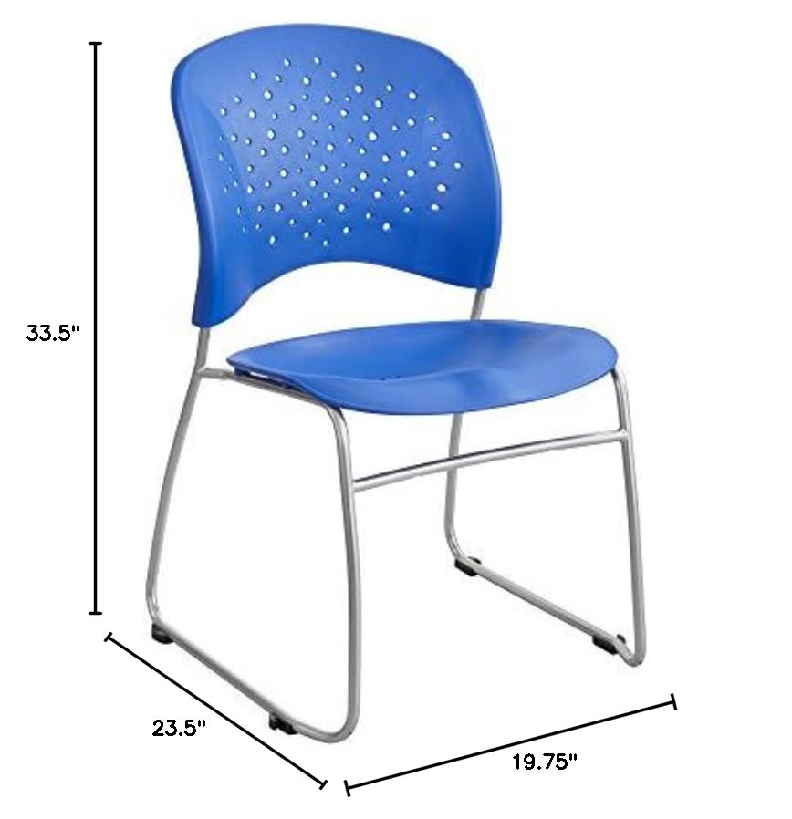 Safco Products 6804BU Reve Guest Chair Sled Base with Round Back, (Qty. 2), Blue