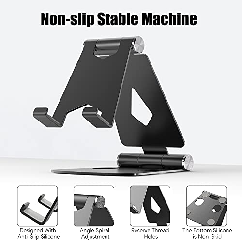 JIUCAIE 2Pack Cell Phone Stand for Angle Height Adjustable Desk Sturdy Aluminum Metal Cute Phone Holder for iPhone,Ipad, Mobile Phone, All Android Smartphone,Desktop