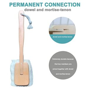 Natural Exfoliating Loofah luffa loofa Bath Brush On a Stick - with Long Wooden Handle Back Brush for Men & Women - Shower Sponge Body Back Scrubber Pack of 1