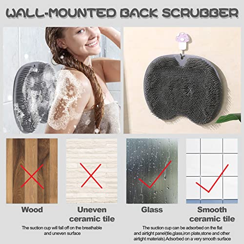 YVPSI Shower Foot & Back Scrubber, Wall Mounted Massage Pad, Silicone Bath Massage Cushion Brush with Suction Cups for Body Scrubber Improve Foot Circulation & Soothes Tired Feet Blue (Grey)