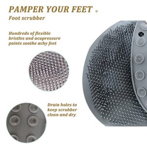 YVPSI Shower Foot & Back Scrubber, Wall Mounted Massage Pad, Silicone Bath Massage Cushion Brush with Suction Cups for Body Scrubber Improve Foot Circulation & Soothes Tired Feet Blue (Grey)