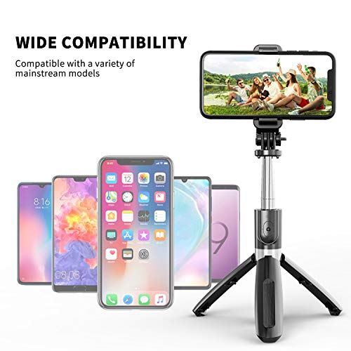 Portable Selfie Stick, Handheld Phone Tripod Stand with Detachable Wireless Remote, Selfie Stick Tripod for iPhone 14 13 12 11 pro Xs Max Xr X 8 7 Plus, Android Moto Samsung Google Smartphone, More