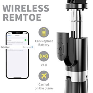 Portable Selfie Stick, Handheld Phone Tripod Stand with Detachable Wireless Remote, Selfie Stick Tripod for iPhone 14 13 12 11 pro Xs Max Xr X 8 7 Plus, Android Moto Samsung Google Smartphone, More
