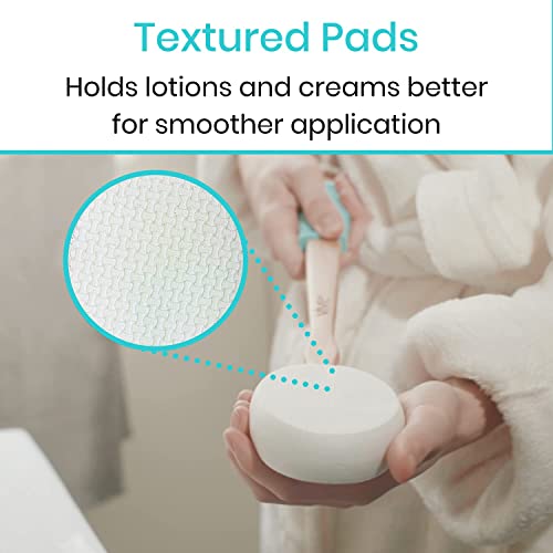 Vive Lotion Applicator for Back, Feet (17.5") - Self Washer Beauty Shower Sponge, Long Handle Cream Wand for Elderly, Women - Apply Medicine, Skin Cream, Body Wash, Sunscreen, Tanner (Easy Clean) (Light)