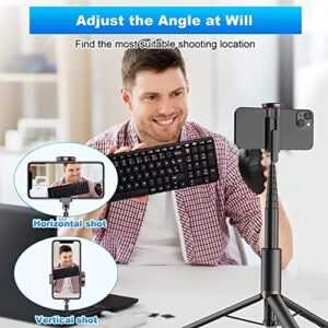 TONEOF 60" Cell Phone Selfie Stick Tripod,Smartphone Tripod Stand All-in-1 with Integrated Wireless Remote,Portable,Lightweight,Tall Extendable Phone Tripod for 4''-7'' iPhone and Android Phones