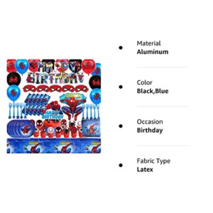 YesMae Spiderman Birthday Party Supplies, Birthday Party Decorations Includes Tablecloth, Masks, Cake Toppers, Banner, Balloons,