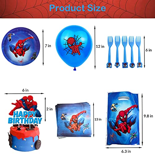 YesMae Spiderman Birthday Party Supplies, Birthday Party Decorations Includes Tablecloth, Masks, Cake Toppers, Banner, Balloons,