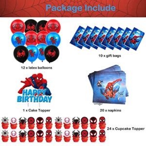 YesMae Spiderman Birthday Party Supplies, Birthday Party Decorations Includes Tablecloth, Masks, Cake Toppers, Banner, Balloons,