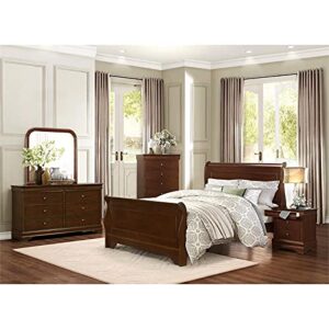 Lexicon Abbeville Traditional Wood California King Sleigh Bed in Brown Cherry