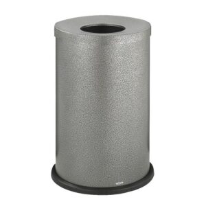 safco 9677nc open-top waste receptacle round steel 35gal black speckle