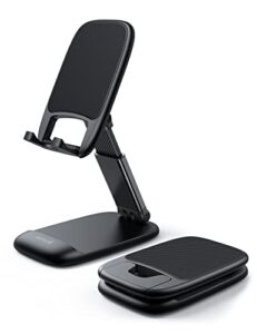lamicall foldable phone stand for desk - height adjustable cell phone holder portable cellphone cradle desktop dock compatible with iphone 13 pro max mini, 12 11 xr x 8 7 6 plus se, 4-8'' smartphone