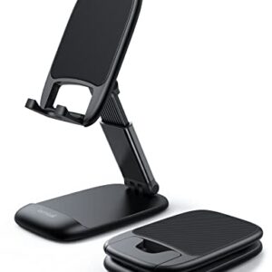 Lamicall Foldable Phone Stand for Desk - Height Adjustable Cell Phone Holder Portable Cellphone Cradle Desktop Dock Compatible with iPhone 13 Pro Max Mini, 12 11 XR X 8 7 6 Plus SE, 4-8'' Smartphone