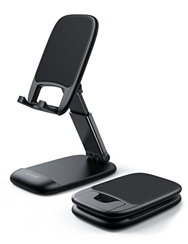 Lamicall Foldable Phone Stand for Desk - Height Adjustable Cell Phone Holder Portable Cellphone Cradle Desktop Dock Compatible with iPhone 13 Pro Max Mini, 12 11 XR X 8 7 6 Plus SE, 4-8'' Smartphone