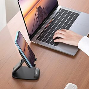 Lamicall Foldable Phone Stand for Desk - Height Adjustable Cell Phone Holder Portable Cellphone Cradle Desktop Dock Compatible with iPhone 13 Pro Max Mini, 12 11 XR X 8 7 6 Plus SE, 4-8'' Smartphone