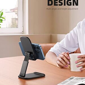 Lamicall Foldable Phone Stand for Desk - Height Adjustable Cell Phone Holder Portable Cellphone Cradle Desktop Dock Compatible with iPhone 13 Pro Max Mini, 12 11 XR X 8 7 6 Plus SE, 4-8'' Smartphone