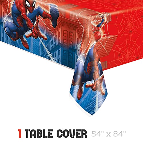 Spiderman Party Supplies | Spiderman Birthday Party Supplies | Spiderman Plates, Birthday Napkins, Paper Cups, Spiderman Tablecloth, Spiderman Birthday Banner | Marvel Superhero Birthday Party Supplies Serves 16