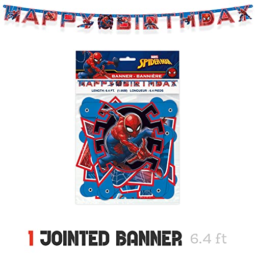 Spiderman Party Supplies | Spiderman Birthday Party Supplies | Spiderman Plates, Birthday Napkins, Paper Cups, Spiderman Tablecloth, Spiderman Birthday Banner | Marvel Superhero Birthday Party Supplies Serves 16