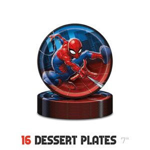 Spiderman Party Supplies | Spiderman Birthday Party Supplies | Spiderman Plates, Birthday Napkins, Paper Cups, Spiderman Tablecloth, Spiderman Birthday Banner | Marvel Superhero Birthday Party Supplies Serves 16