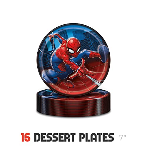 Spiderman Party Supplies | Spiderman Birthday Party Supplies | Spiderman Plates, Birthday Napkins, Paper Cups, Spiderman Tablecloth, Spiderman Birthday Banner | Marvel Superhero Birthday Party Supplies Serves 16