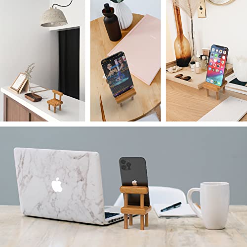 belinkon Cute Mini Chair Phone Holder, Fully Assembled Wooden Desktop Stand, Compatible with Smartphone, Kindle, Pad, Switch, Tablet, E-Readers, All Phones - 1 Pack