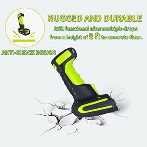 Alacrity Upgraded 2D Industrial Barcode Scanner with Wireless Charging Stand, 1968 Feet Transmission Distance 433Mhz Wireless & Bluetooth 2in1 Barcode Reader, Shock Dust Proof Hands Free