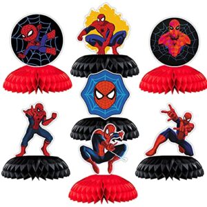 7pcs spiderman honeycomb centerpiece table decorations spiderman theme birthday party supplies