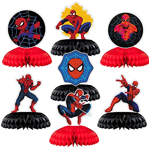 7pcs Spiderman Honeycomb Centerpiece Table Decorations Spiderman Theme Birthday Party Supplies