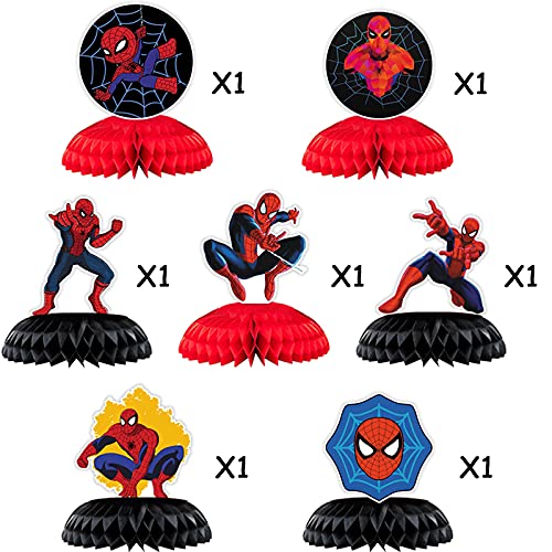 7pcs Spiderman Honeycomb Centerpiece Table Decorations Spiderman Theme Birthday Party Supplies